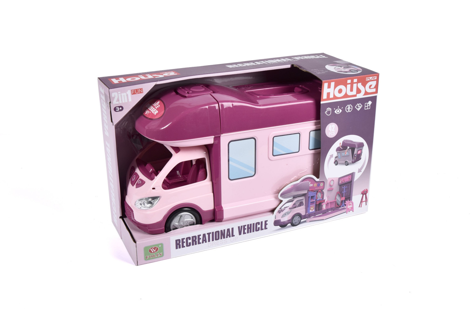 2-in-1 Recreational Vehicle Playset - Portable Fun with Lights and Sounds!